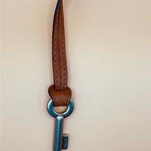 Fossil Brown Leather Bag with Silver Accent